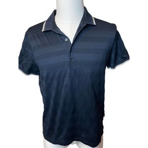 Hugo Boss Mens Polo Shirt Size Medium Navy Blue Slim Fit Mercerised Short Sleeve
